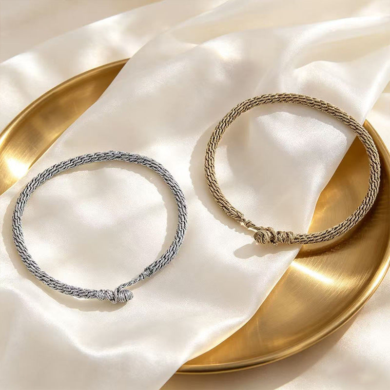 Wholesale Trendy Handmade Woven Gold Rope Bracelet For Women Fashion Jewelry Accessory