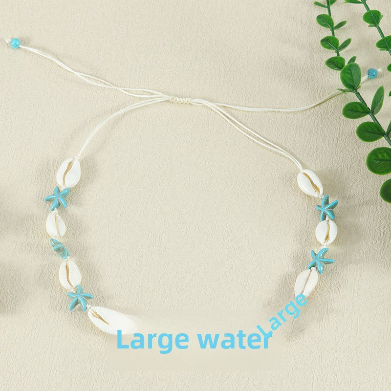 Wholesale  bohemian style natural shell starfish handmade woven bracelet