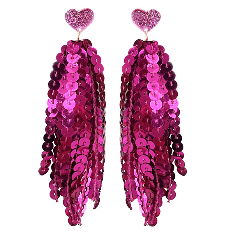 Wholesale 2 Pairs/pack Valentine's Day Glitter Pink Atmosphere Earrings ACC-ES-HY223