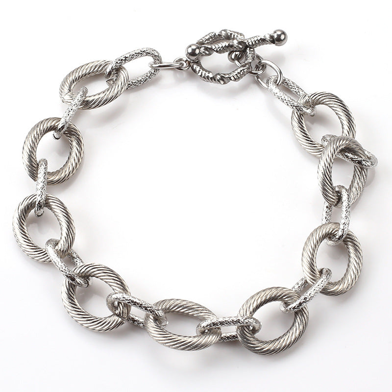 Wholesale Titanium Steel 0-shaped Buckle Handmade Chain Bracelet ACC-BT-QianCai006
