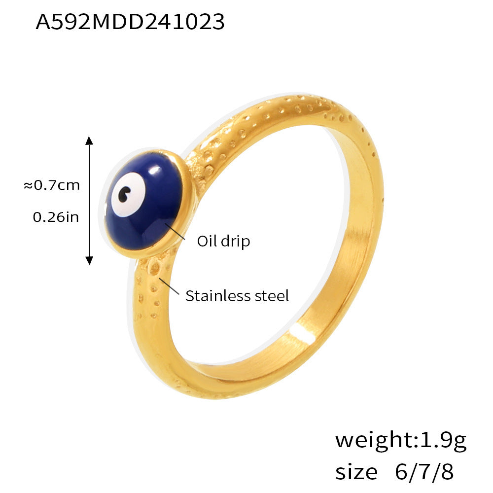 Wholesale Stainless Steel  Blue Eye Ring  Creative Oil Dropping Devil's Eye Ring