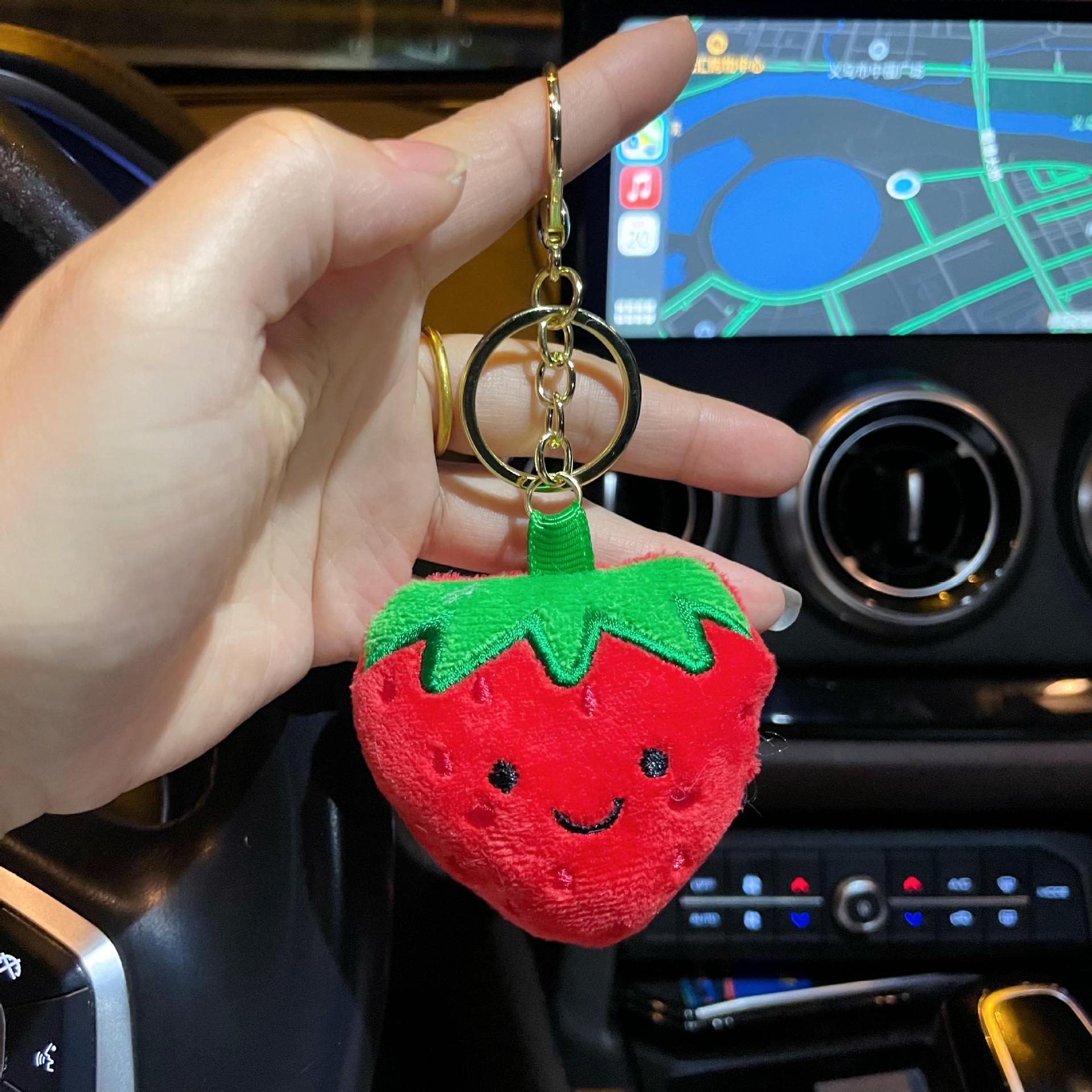 Wholesale Cute Cartoon Strawberry Plush Keychain Bag Charm Car Accessory Gift