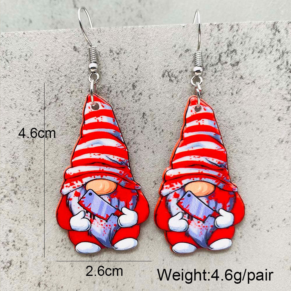 Wholesale Christmas Earrings Snowflake Elk Bell Christmas Dwarf Acrylic Double-Sided Printing Earrings