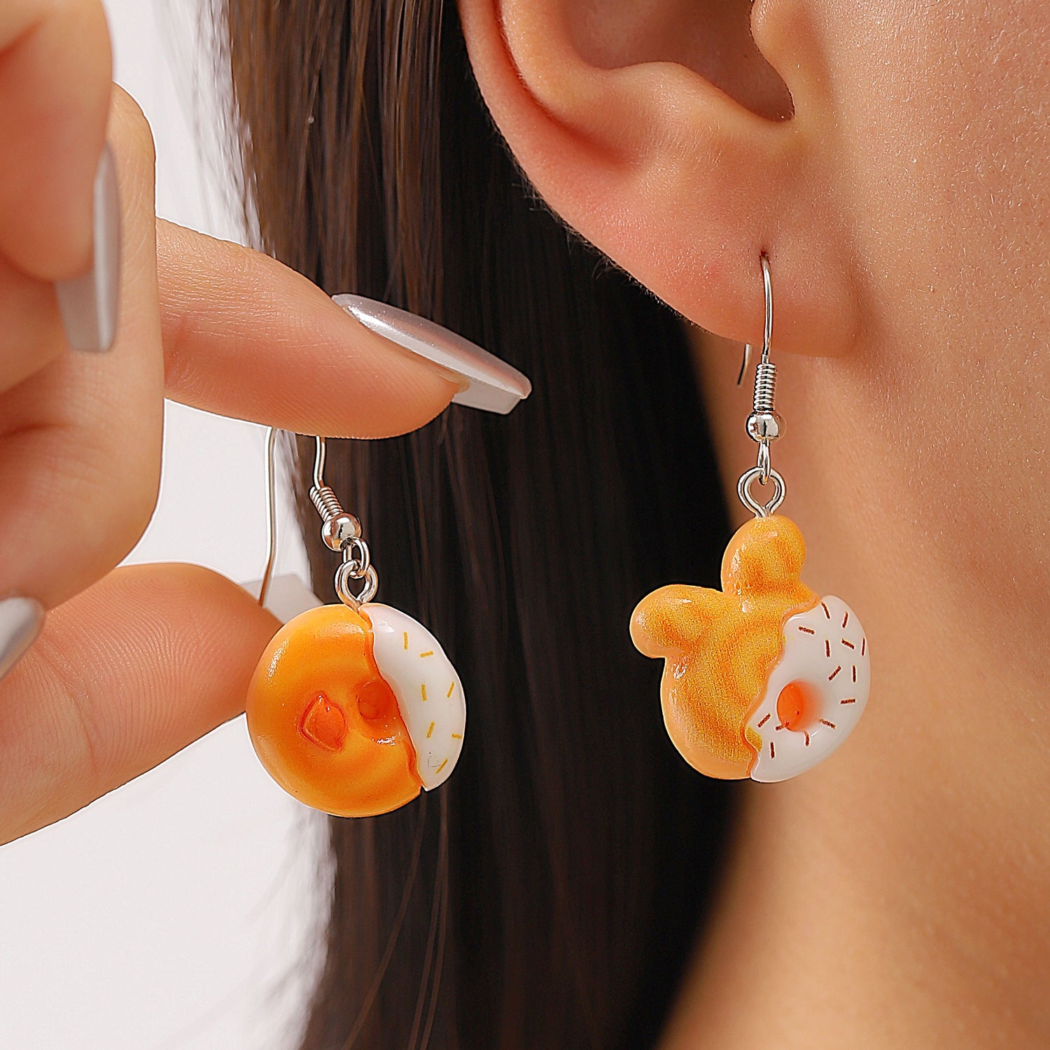 Wholesale Funny Donut Earrings Set For Women White Plastic Resin Party Gift Boutique Resale