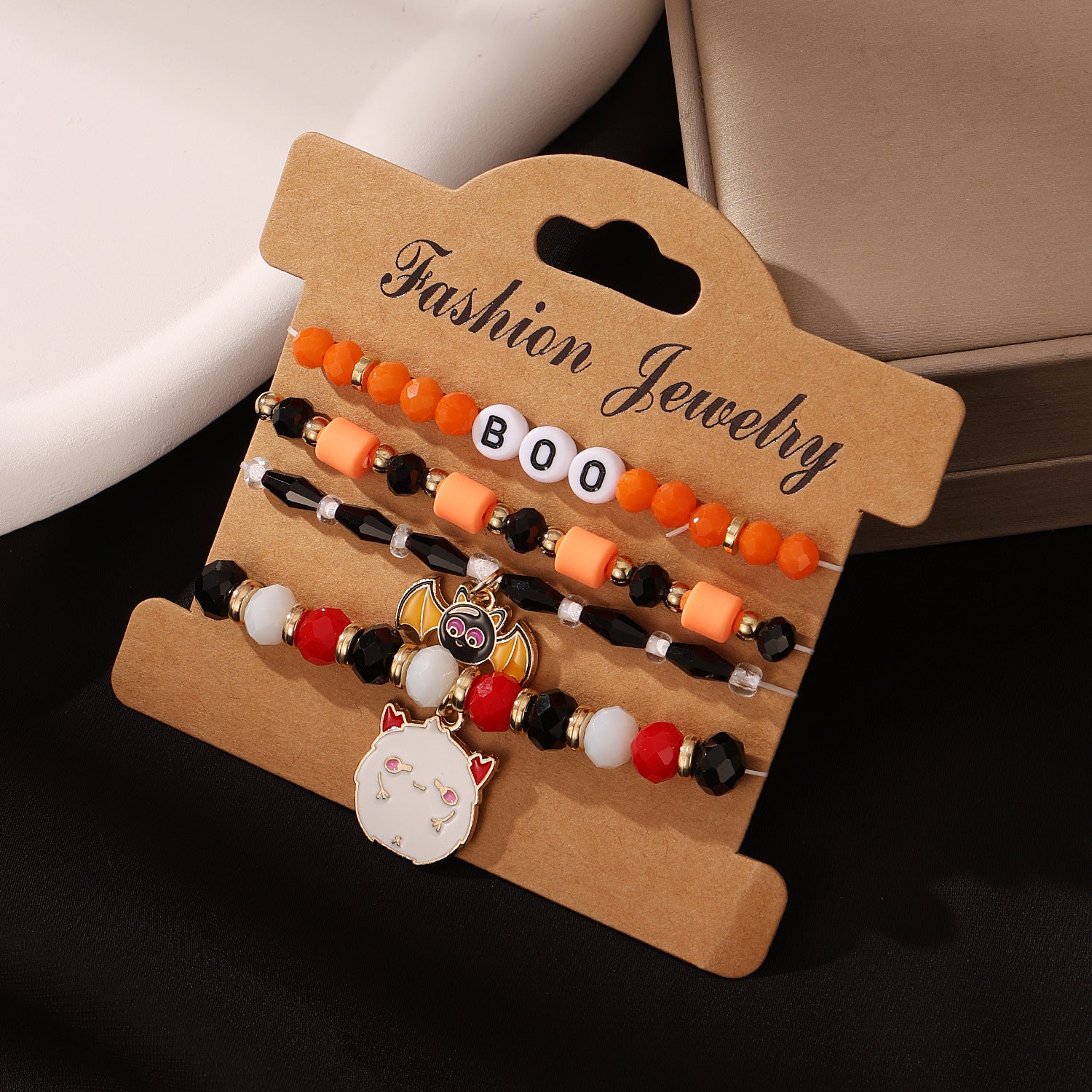 Wholesale  Halloween Funny Skull Skull Rice Bead Bracelet suit