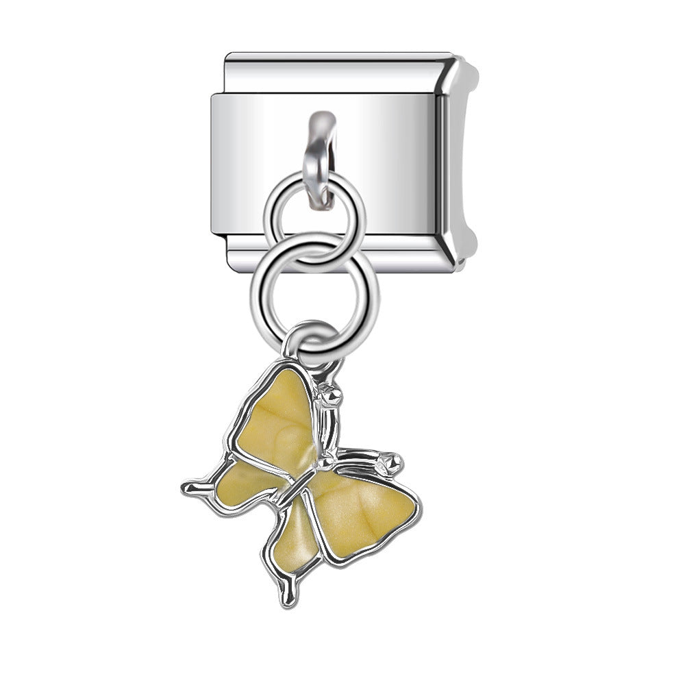 Wholesale Italian Charm Bracelet 9mm DIY Splicing Butterfly Pendant Stainless Steel Composable Bracelet