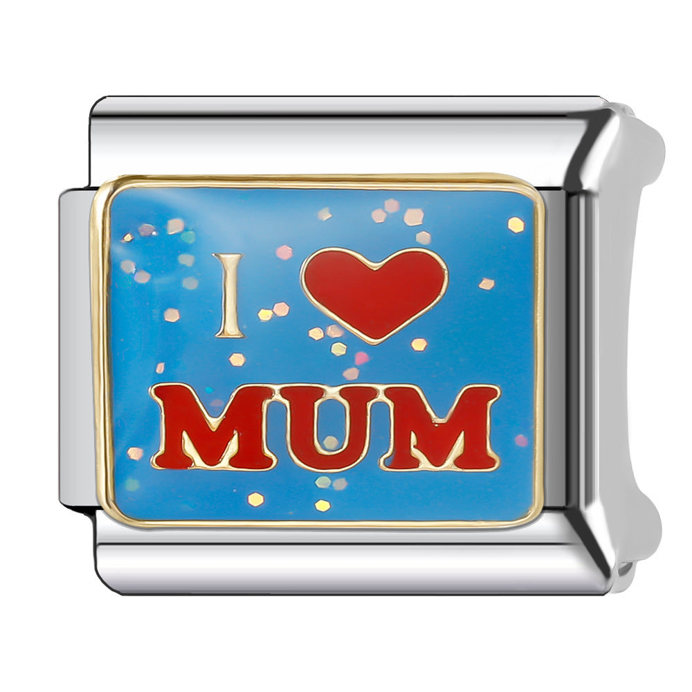 Wholesale Italian Charm Bracelet 9mm DIY Splicing Blue Series Stainless Steel Composable Bracelet