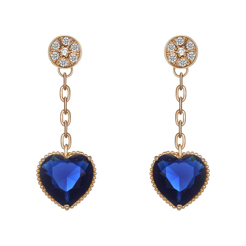 Wholesale  Love Earrings Alloy Diamond Heart-shaped Earrings
