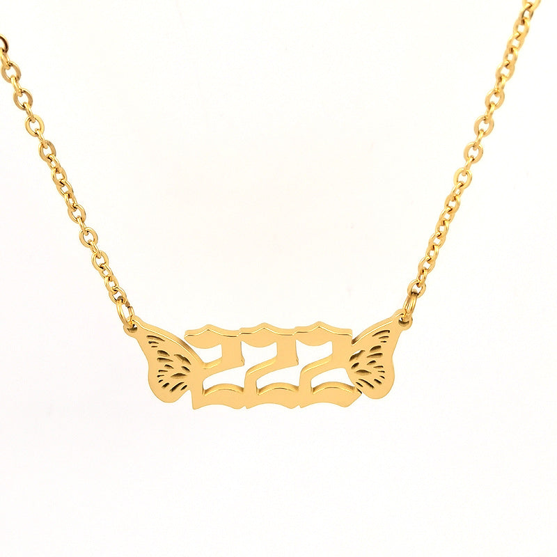 Wholesale 18K Gold Chain Stainless Steel Angel Number Necklaces ACC-NE-GuDi004