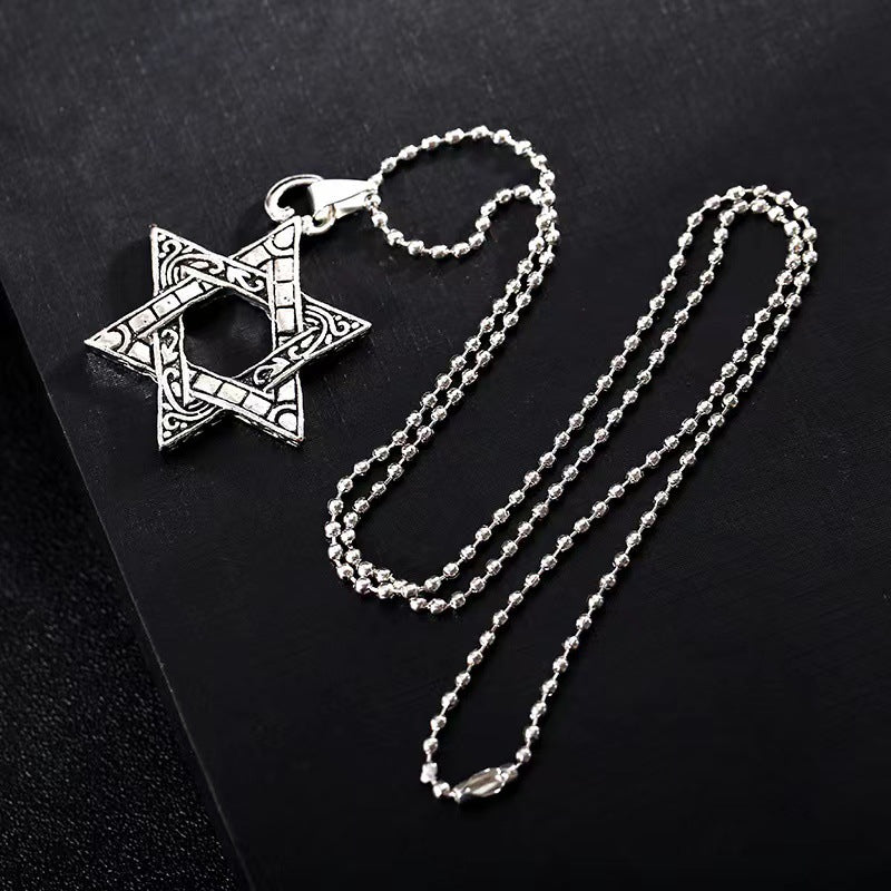 Wholesale Stainless Steel Vintage Double-sided Six-pointed Star Necklaces ACC-NE-Leis006