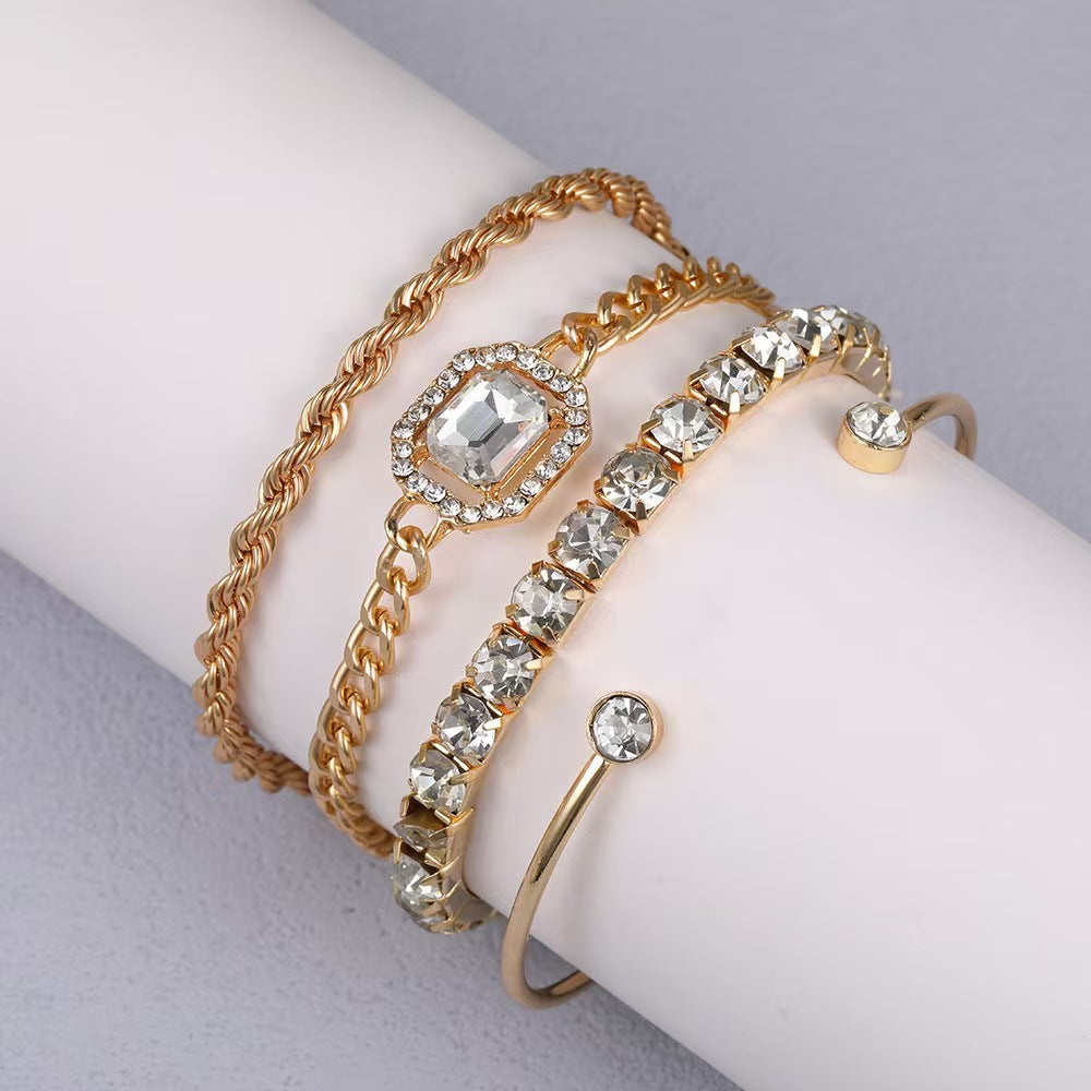 Wholesale Iron Electroplated Chain Bracelet Set Retro Simple Cross Design Everyday Wear Jewelry Accessory