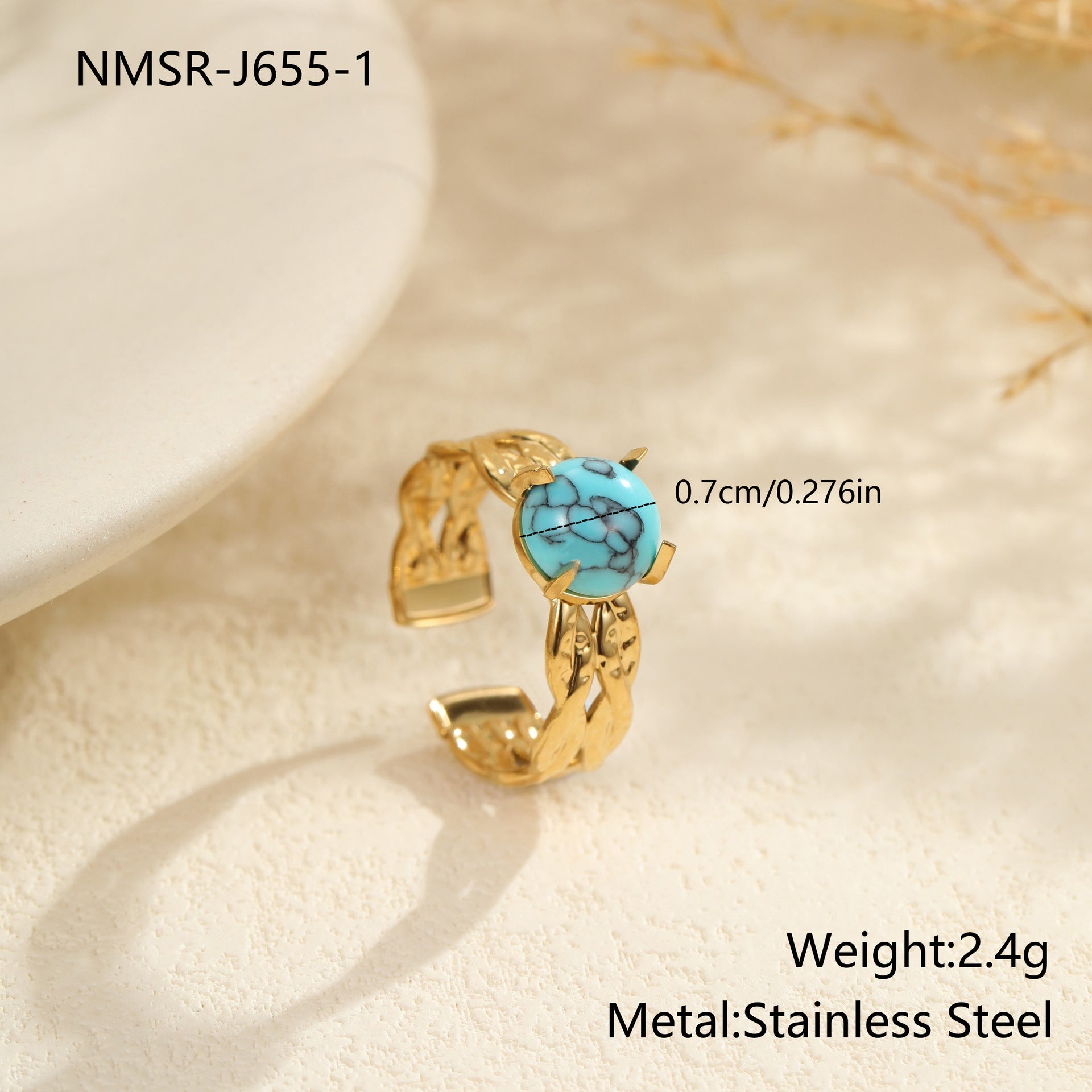Wholesale Bohemian Luxury Turquoise Natural Stone Necklace and Ring