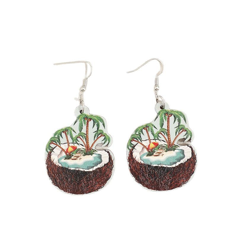 Wholesale Coconut Beach Wooden Earrings