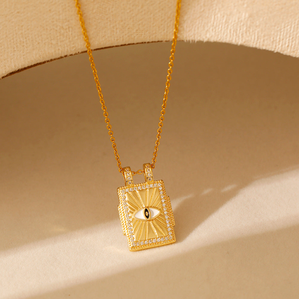 Wholesale Stainless steel Tarot TAROT Necklace with Drill Dropping Oil for Women