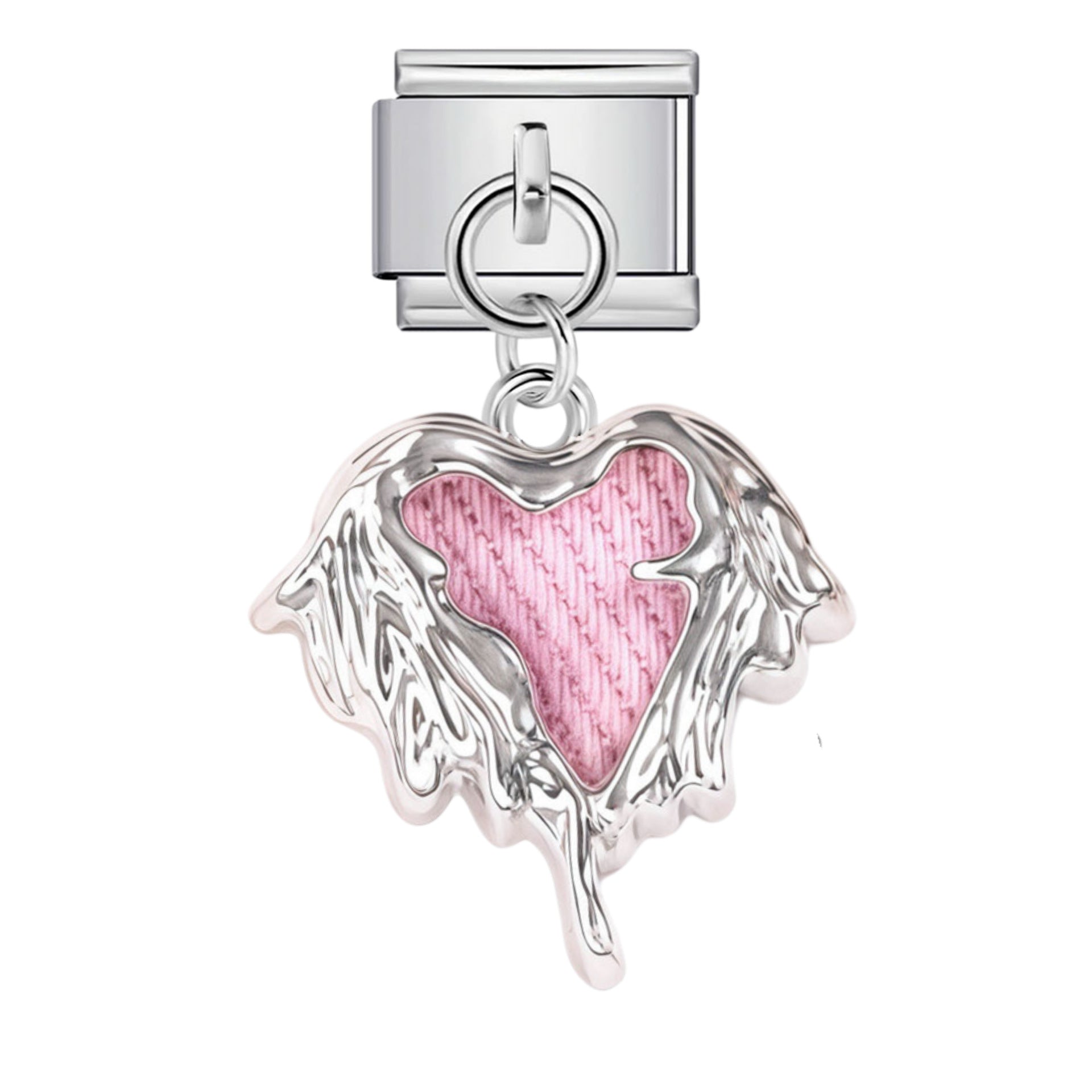 Wholesale Stainless Steel Italian Style Modular Bracelet with Pink Pendant and Elastic Band - Fashion Accessory