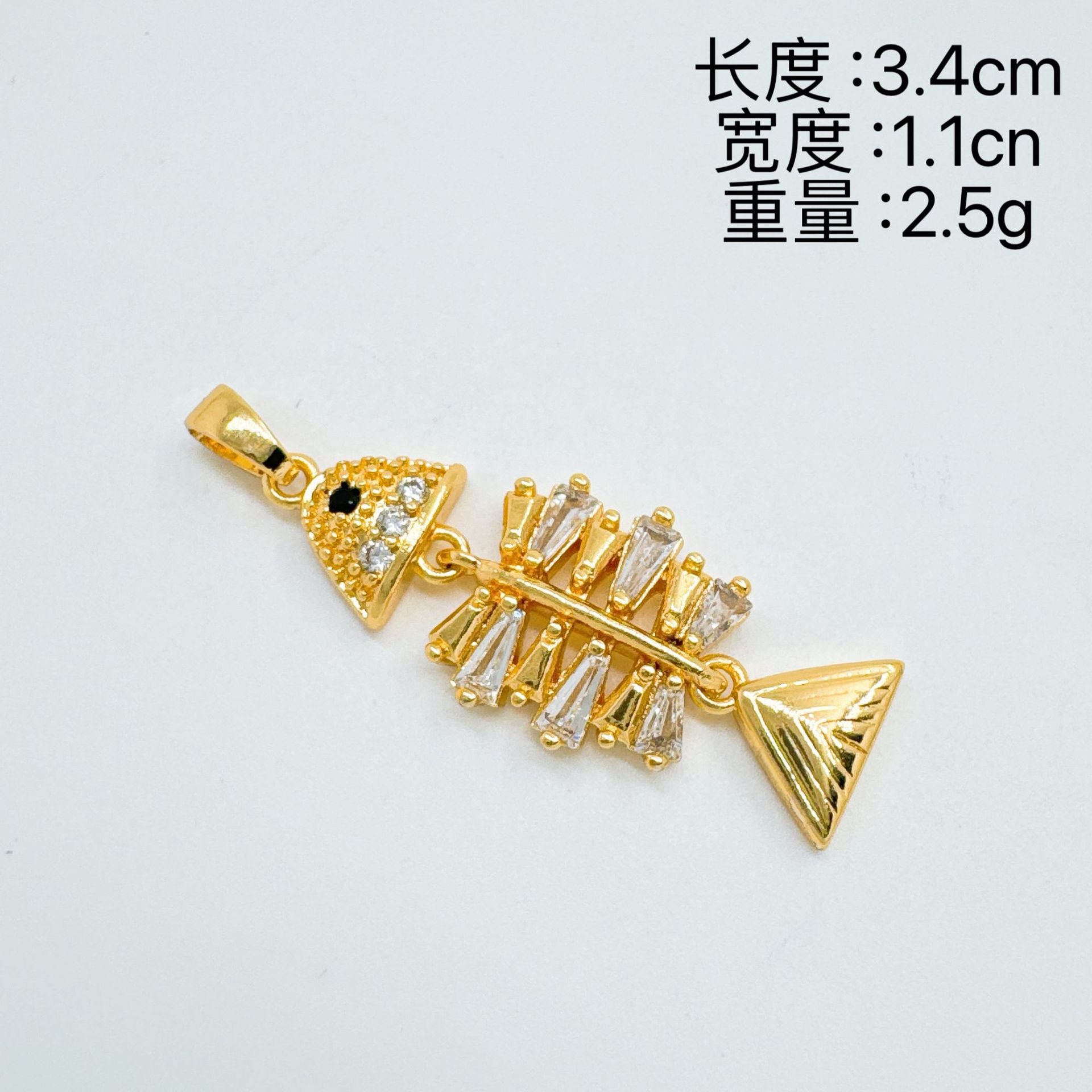 Wholesale Ocean Sea Fish Micro-Inlaid Zircon Gold Plated Pendant Necklace Jewelry Accessory Boutique Resale