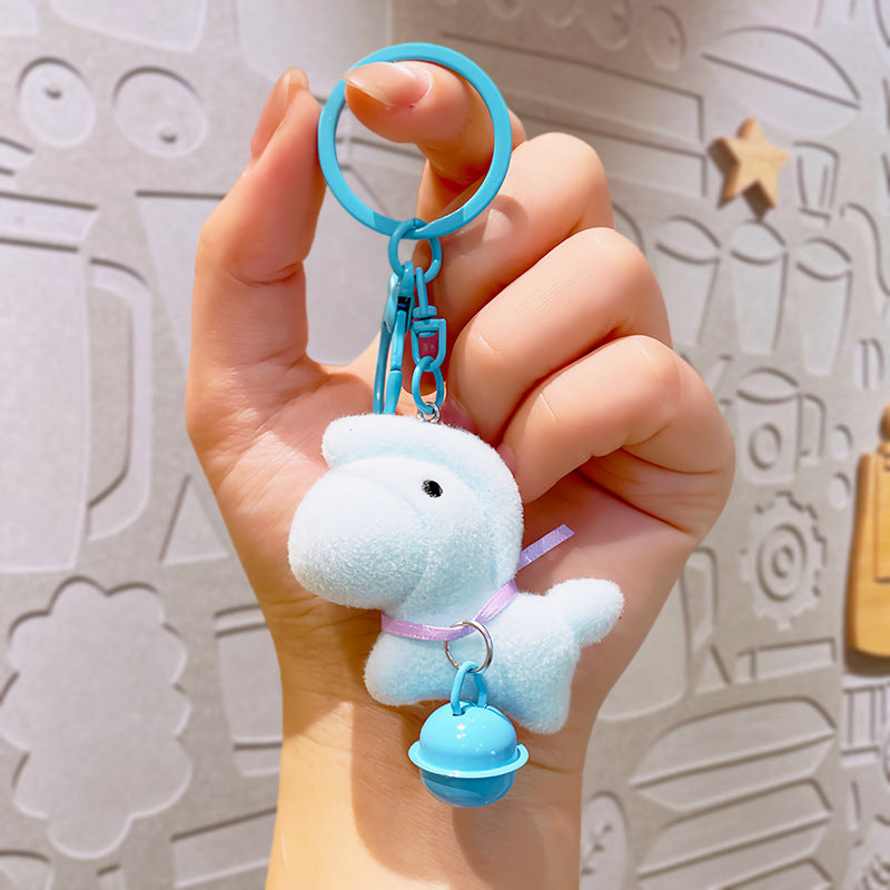 Wholesale Cute PVC flocked bell lucky cat keychain