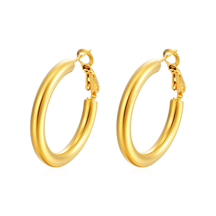 Wholesale Round Exaggerated Solid Stainless Steel 18K Gold Plated Earrings ACC-ES-MuShan018