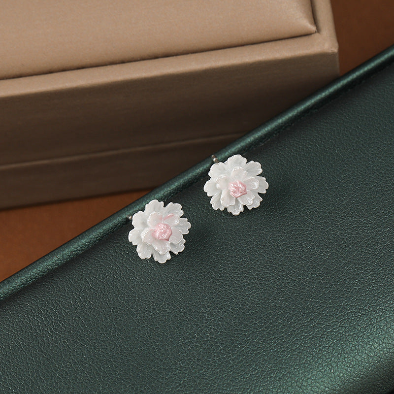 Wholesale Pink and White Flower Earrings S925 Silver Needle Forest Earrings ACC-ES-ZhiShifang004