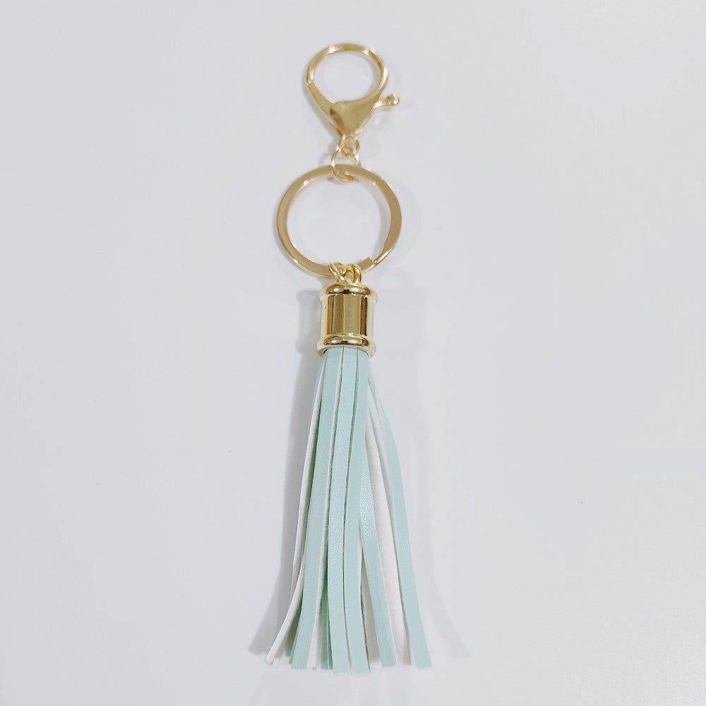 Wholesale Leopard Color Leather Tassel Keychain