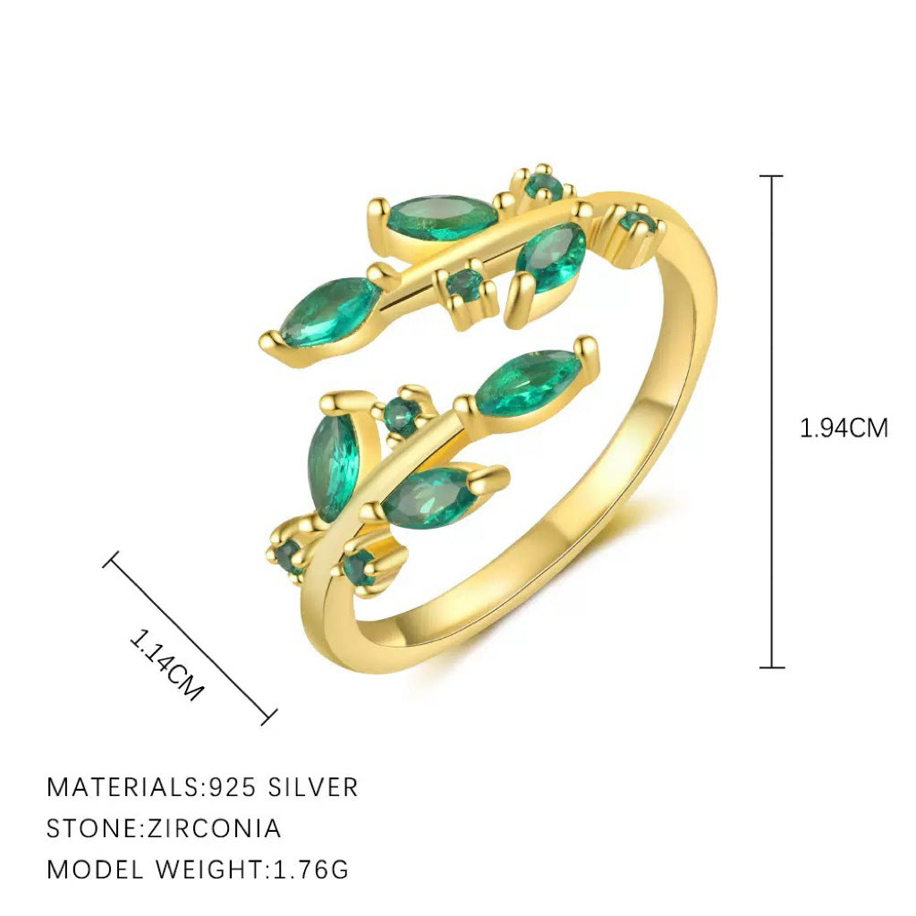 Wholesale Vintage Emerald Green Open Snake Ring Copper Zircon Women S Fashion Jewelry Accessory