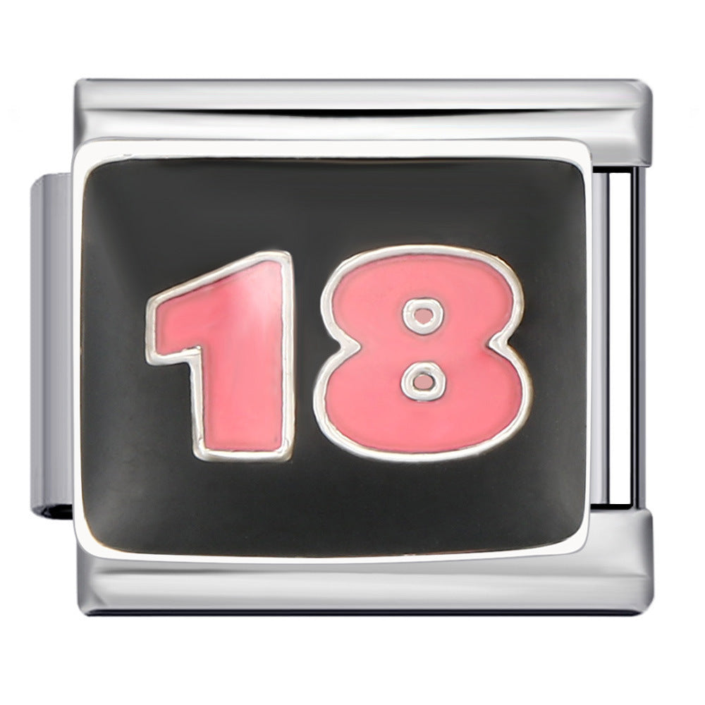 Wholesale Cartoon Italian Modular DIY Bracelet Stainless Steel Black Gold Plated Jewelry Accessory for Boutique Resale