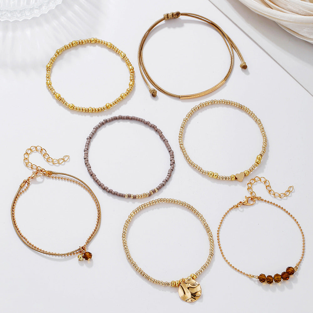 Wholesale Bohemian Beaded Bracelet Set,  Geometric Alloy Glass Beads,  Trendy Charm Bracelets for Women,  Jewelry Accessory