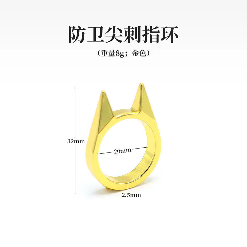 Wholesale Cat Ear Self Defense Ring With Window Breaker Gold Zinc Alloy Fashion Accessory For Women Men Boutique Gift