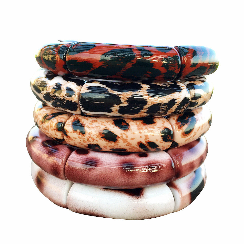 Wholesale Retro Leopard Print Acrylic Bracelet Fashion Accessory for Everyday Wear or Gift