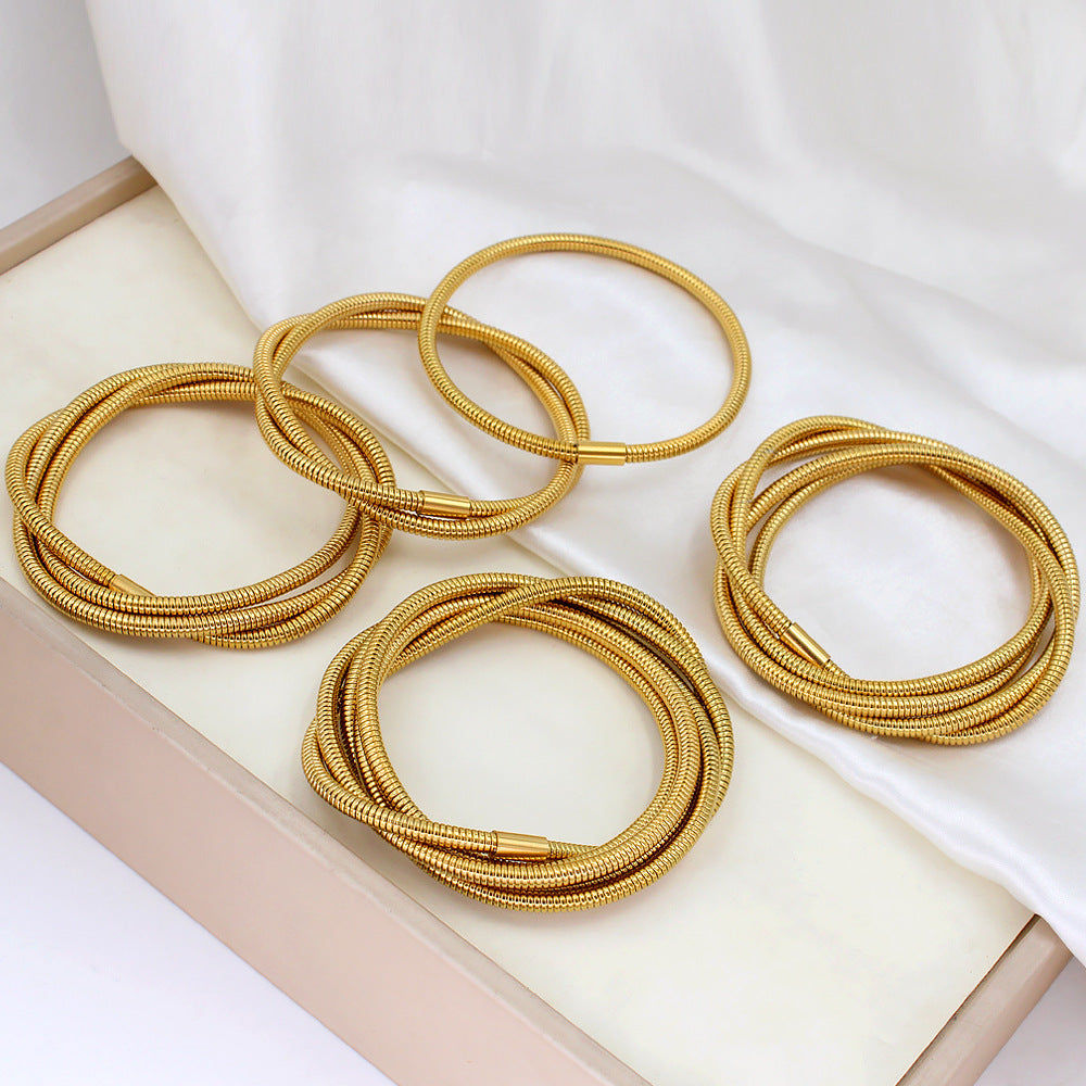 Wholesale Simple Style Geometric 304 Stainless Steel Bracelets 18k Gold Plated Bracelet ACC-BT-MeiSD004