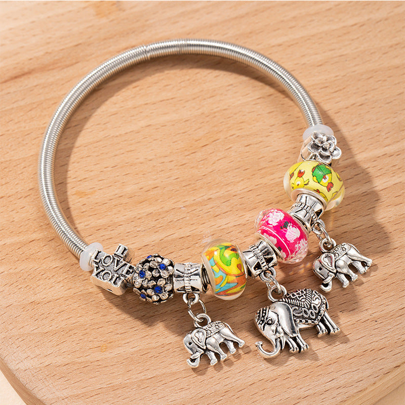 Wholesale Heart Shaped Rhinestone Stainless Steel Copper Alloy Beaded Bracelet ACC-BT-JingSY001