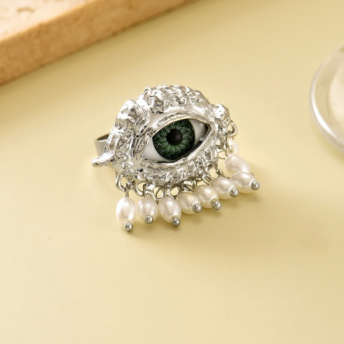 Wholesale Imitation Pearl Evil Eye Ring Boutique Resale Gift