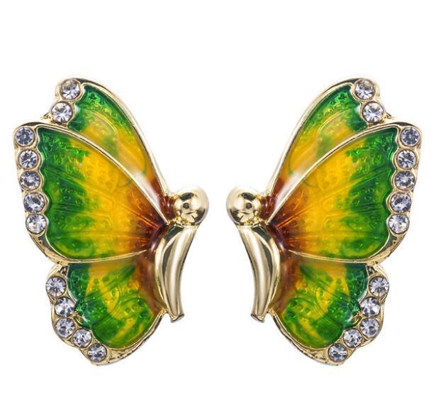 Wholesale Alloy Rhinestone Encrusted Butterfly Earrings