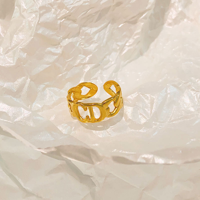 Wholesale  CD letter ring female twist chain open  finger ring