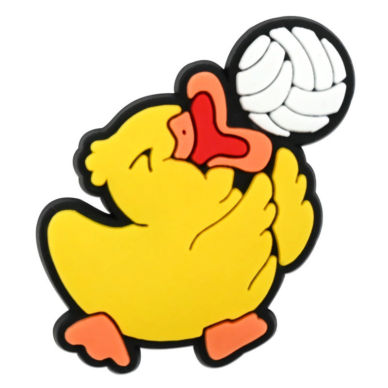 Wholesale Random 100pcs Cute Little Yellow Duck  PVC Soft Rubber Shoe Buckle Decoration