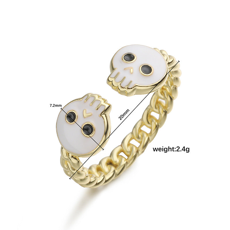 Wholesale Copper Drip Oil Pumpkin Ghost Face Ring  Funny Jewelry Accessory