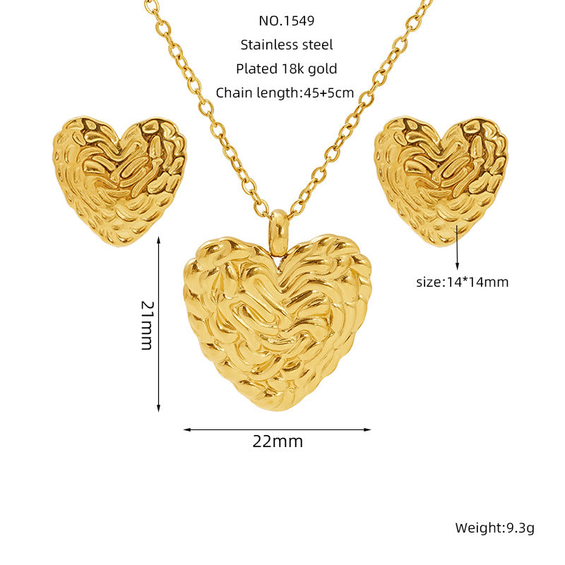 Wholesale  stainless steel jewelry suit  love earring necklace clavicle chain jewelry