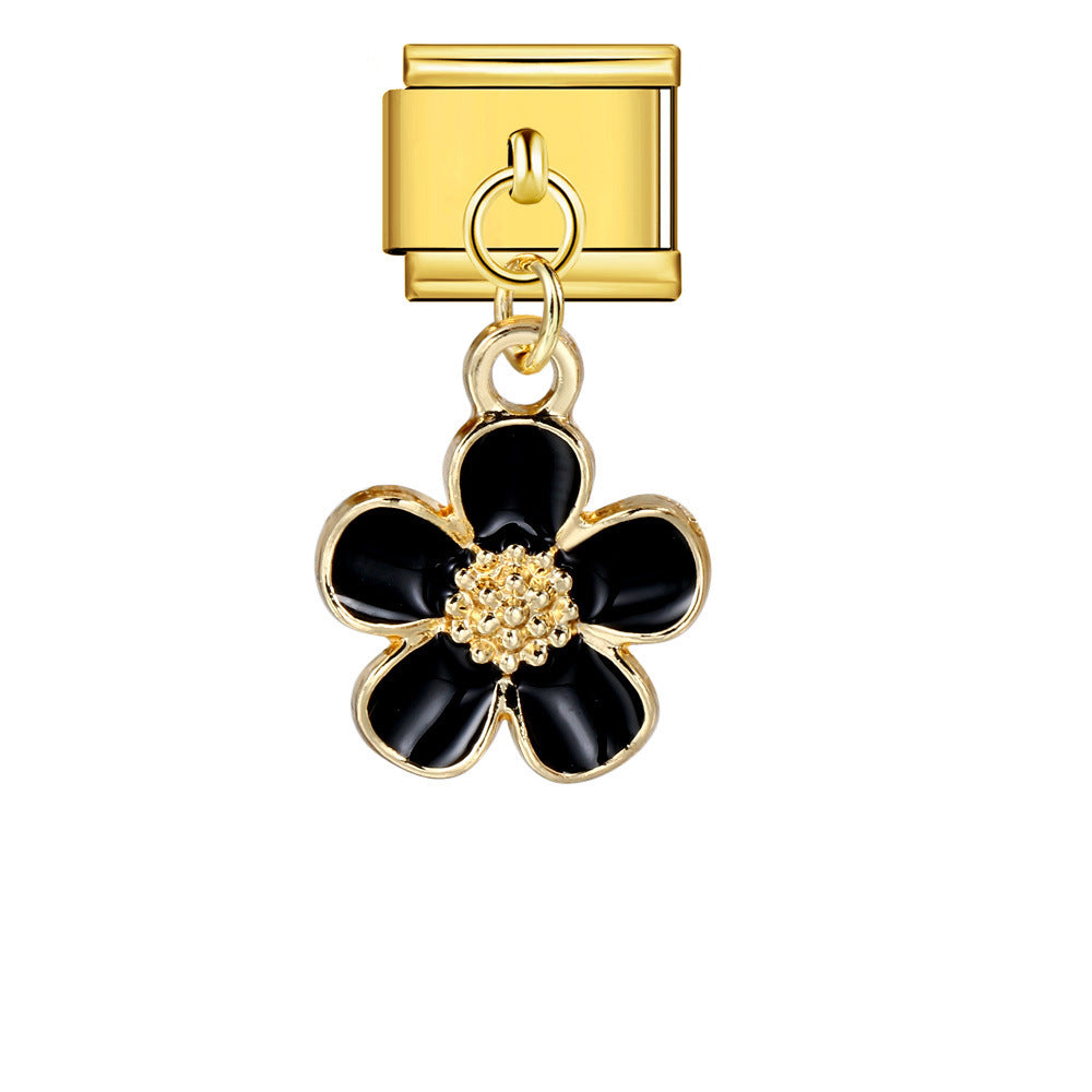 Wholesale Italian Charm Bracelet 9mm DIY single handmade flowerCreative Stainless Steel Composable Bracelet