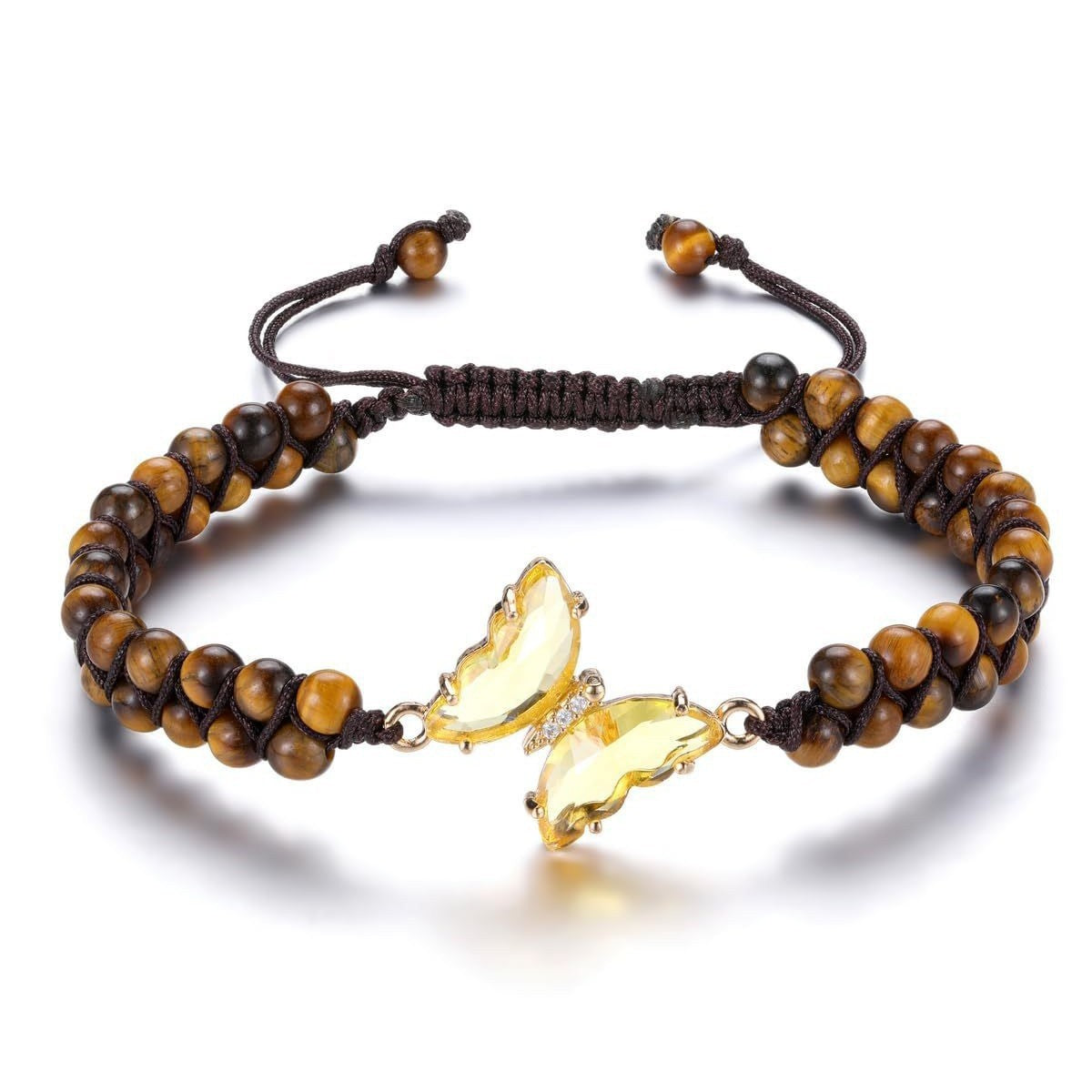 Wholesale Butterfly Double Layer Braided Crystal Bracelet