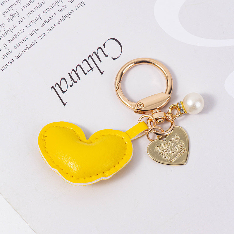 Wholesale Cute Heart Shape Leather Colorful Padded Keychain