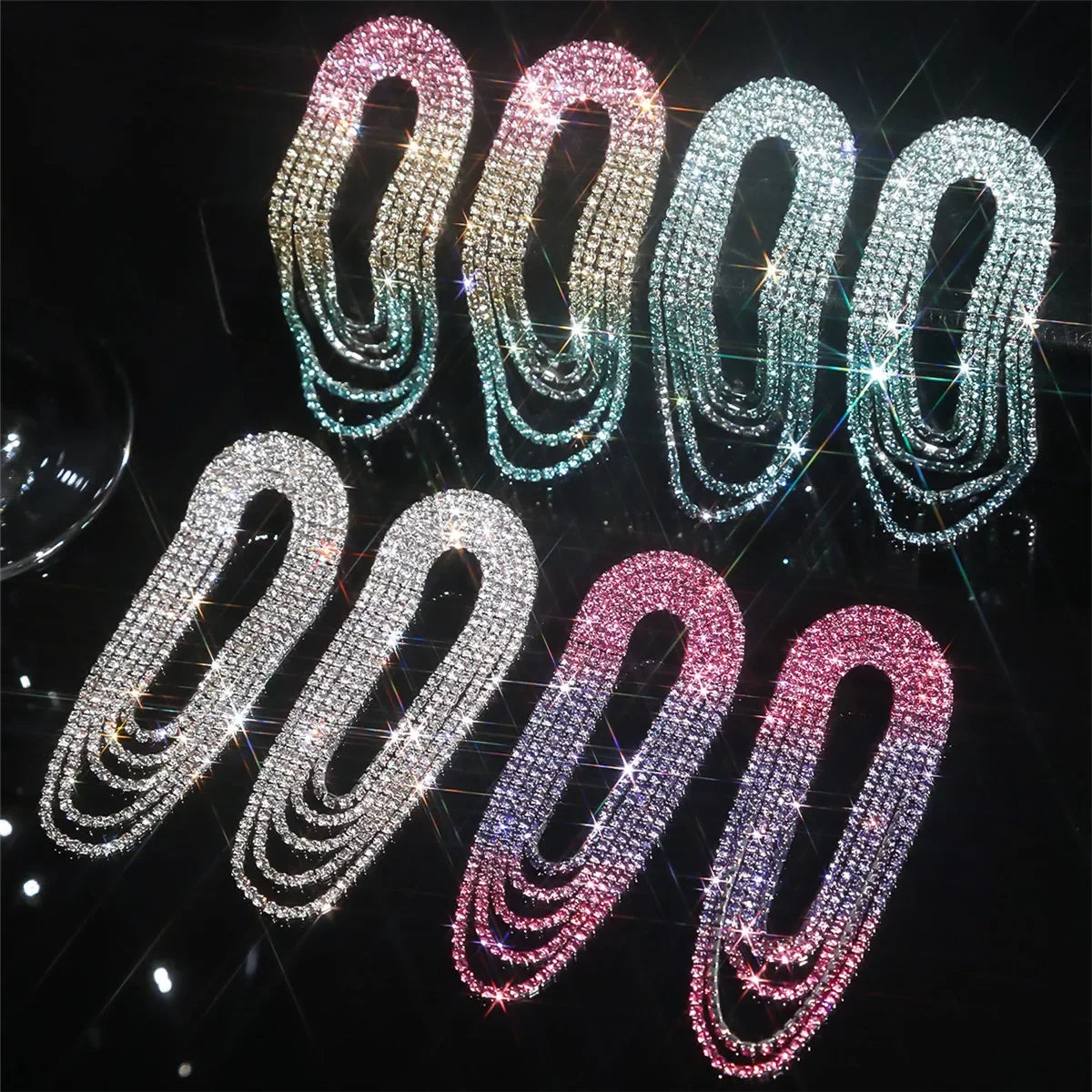 Wholesale  Luxury Shiny Rhinestone Long Earrings