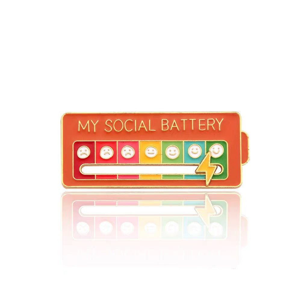 Wholesale Mood ConversionSlidable Social Power Metal Energy Brooch