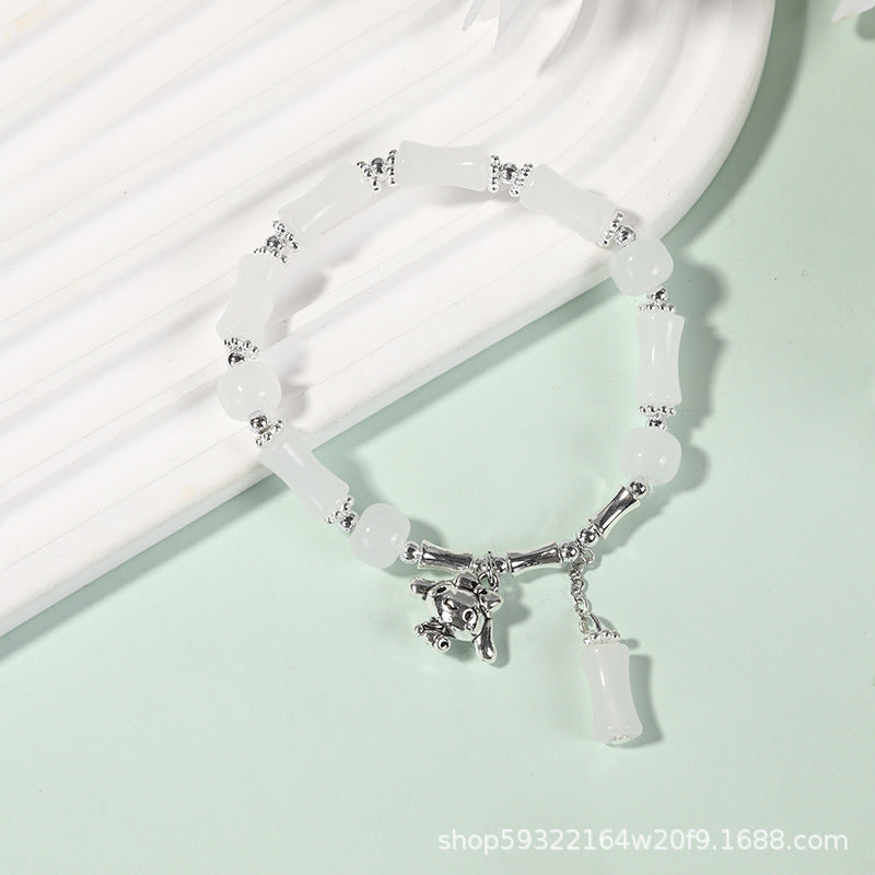 Wholesale New Chinese National Style Bamboo Section Beaded Bracelet,  Glazed Handmade Jewelry,  Travel Souvenir Gift for Women