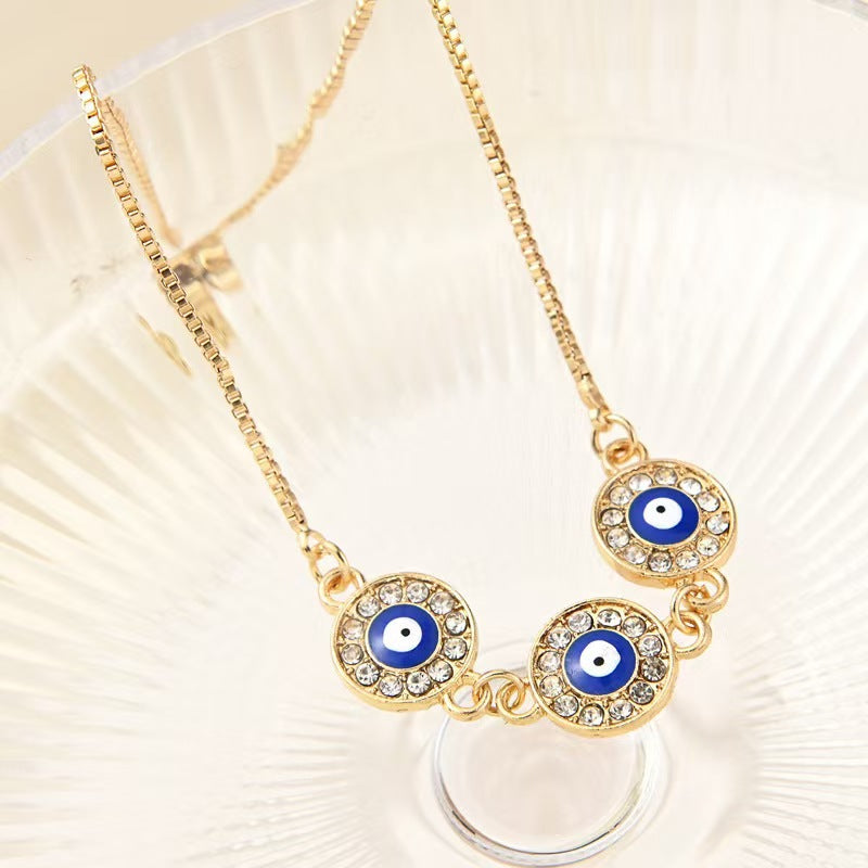 Wholesale Blue Devil Eye Bracelet Women Adjustable Alloy Trendy Fashion Accessory Gift