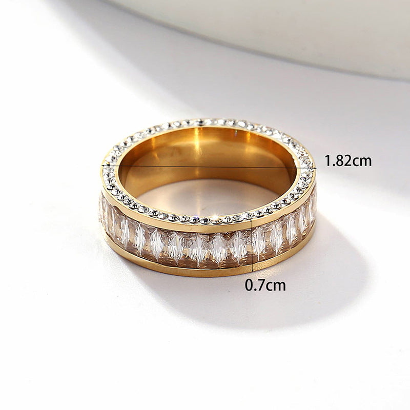Wholesale Stainless steel ring with zircon setting