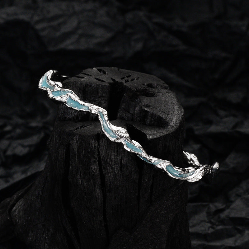 Wholesale Mint Blue Textured S925 Sterling Silver Bracelet ACC-BT-YWE001