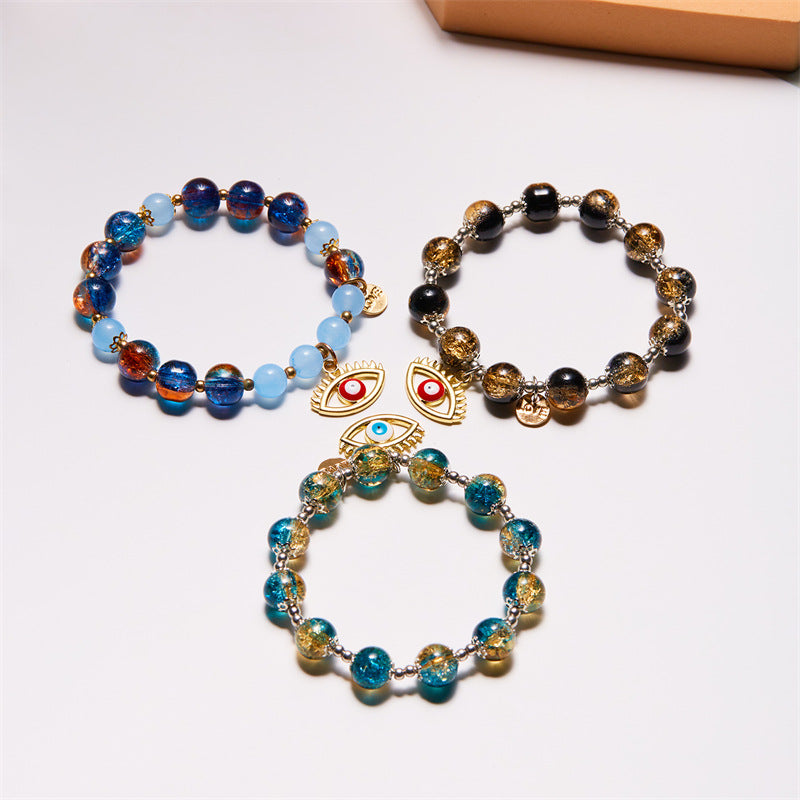 Wholesale  creative Crystal Turkish Devil's Eye beaded bracelet