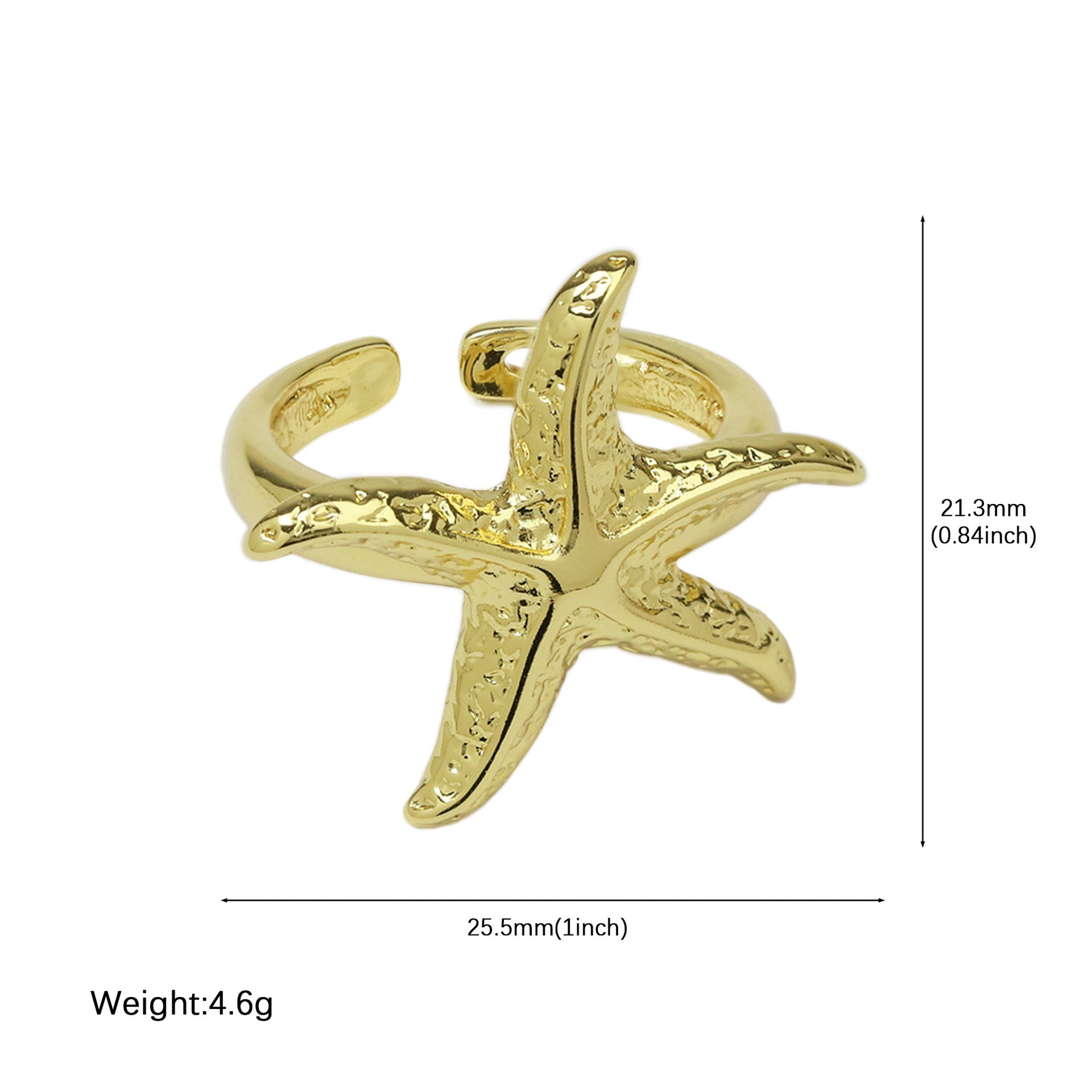 Wholesale Xiyin Temu Hot Selling Brass Summer Ocean Beach Vacation Style Starfish Conch Shell Open Ring