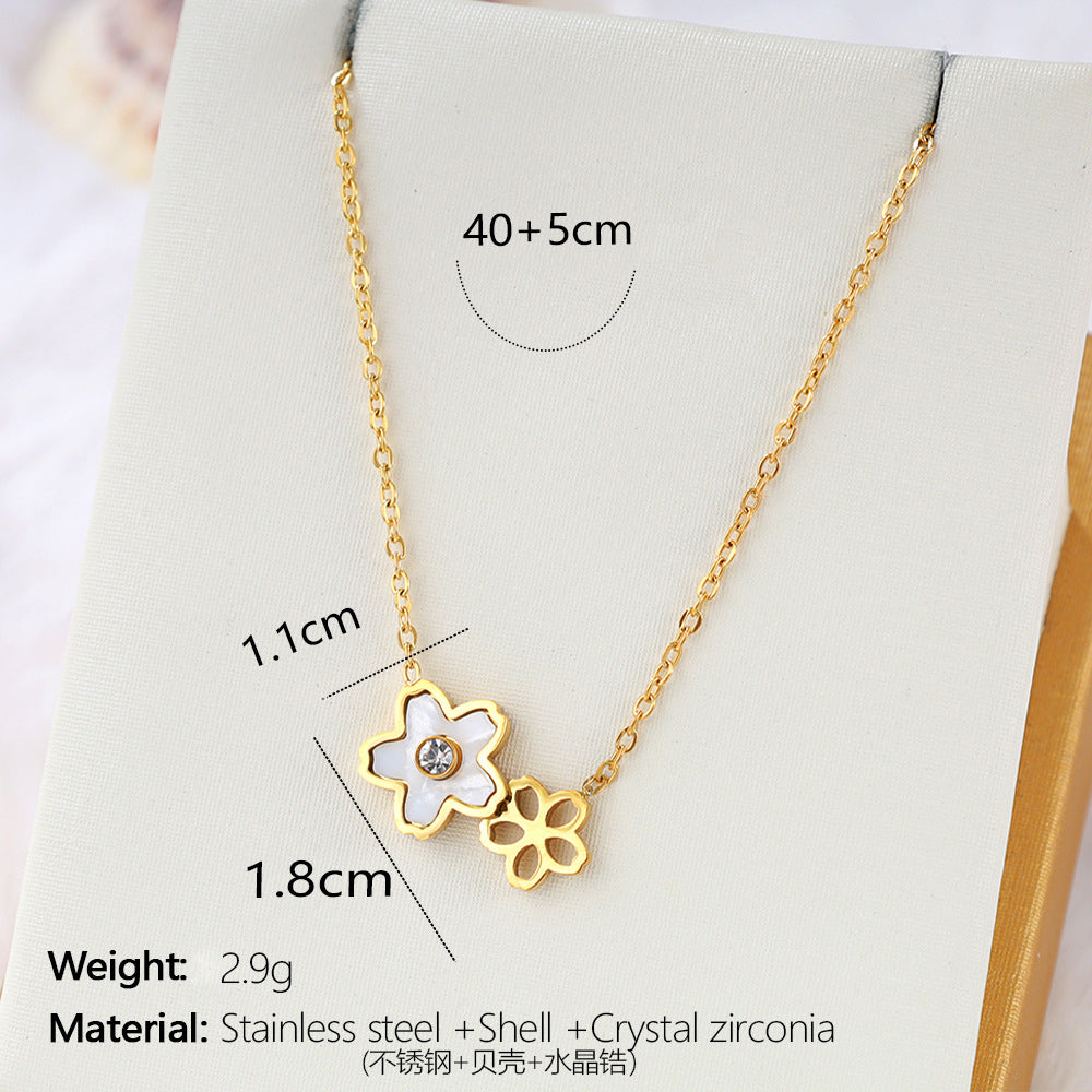 Wholesale Gold-Plated Stainless Steel Heart Pendant Necklace – Geometric Shell Design Fashion Jewelry