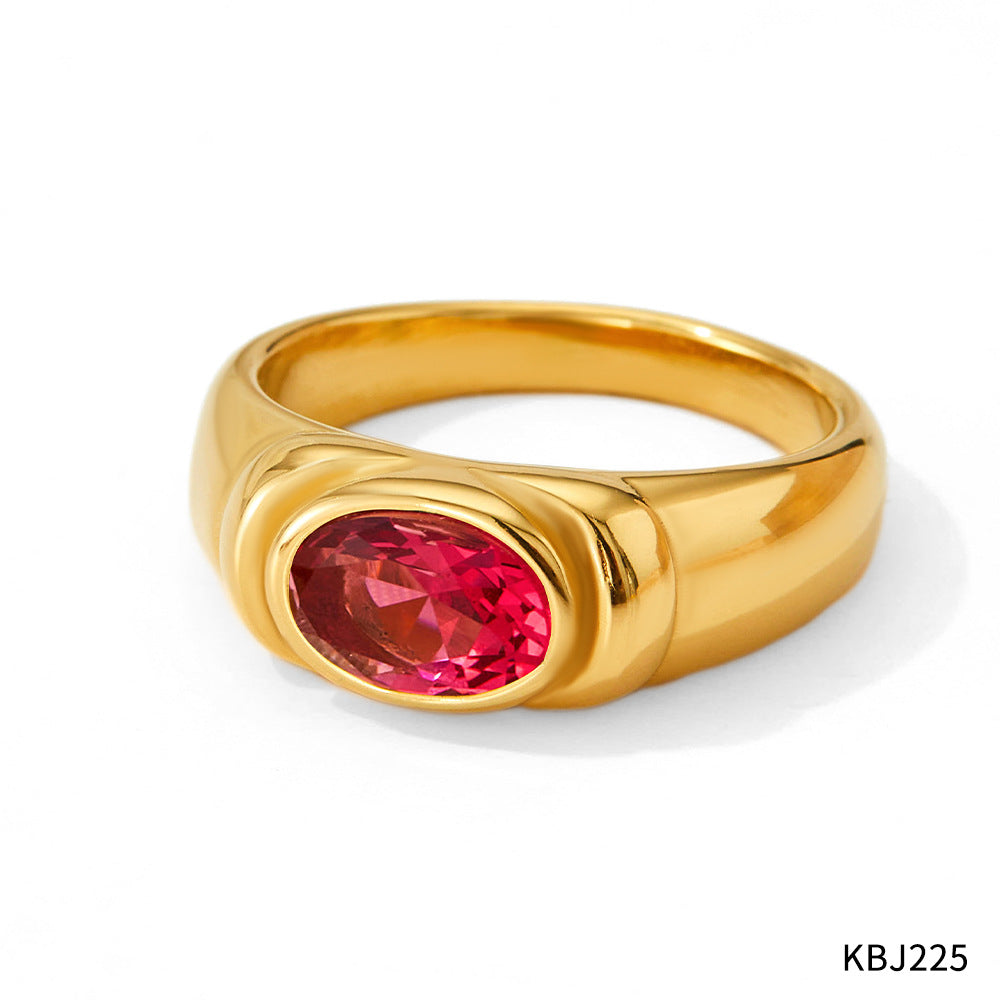 Wholesale  retro style finger ring color vacuum plating stainless steel  color zircon ring